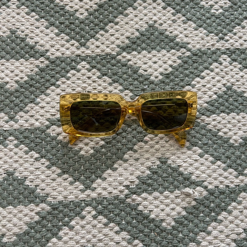 Amber Rectangular Sunglasses with Green Lenses — … - image 2